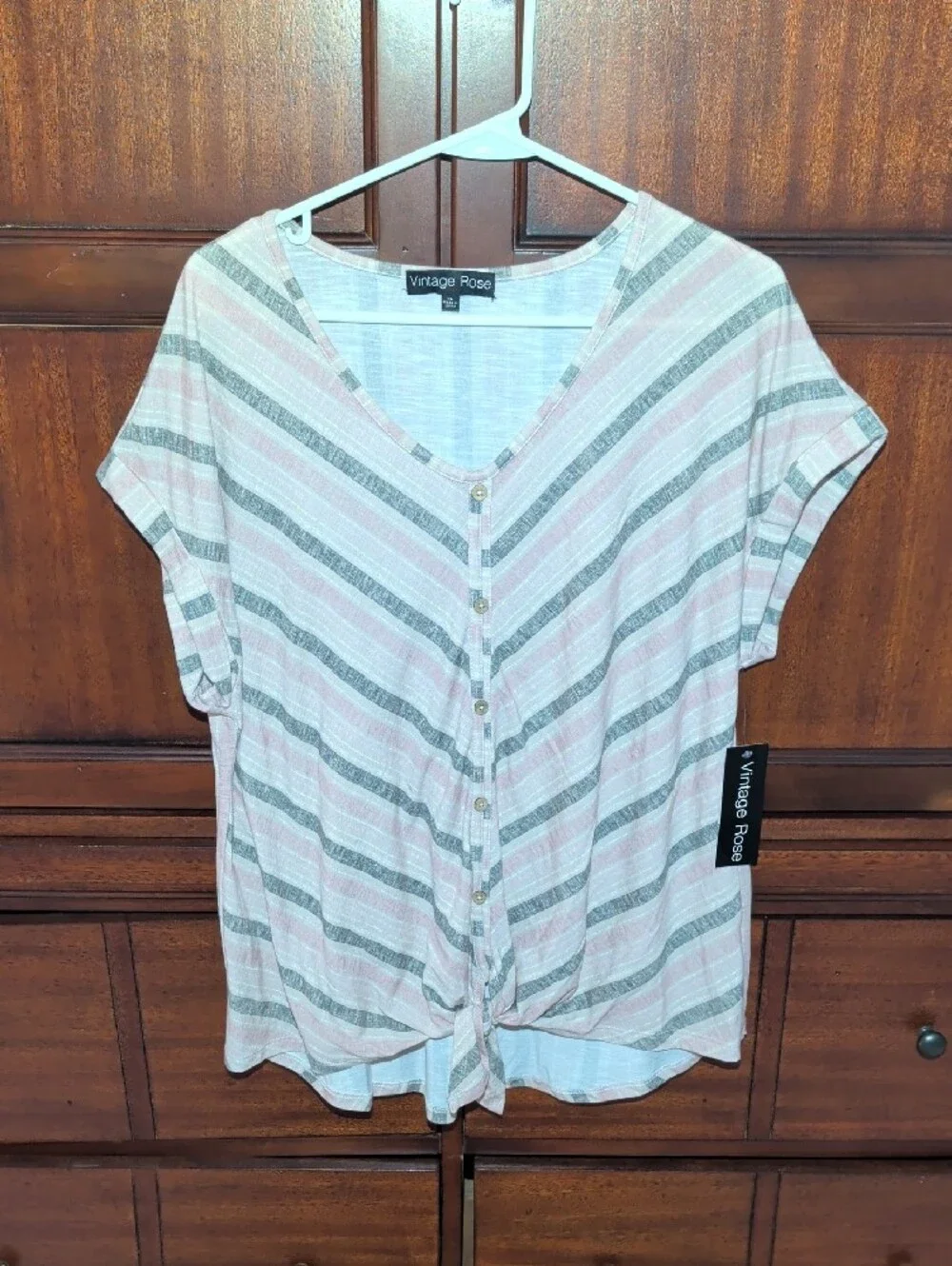 Vintage Rose Front Tie Top